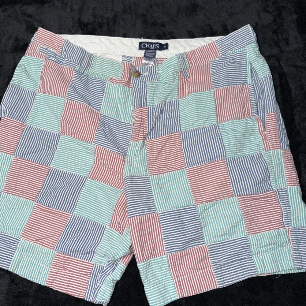 Chaps Shorts Men's Size 40 Patchwork Sersucker Strped Shorts Preppy Beach